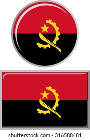 Angolan round and square icon flag. Vector illustration Eps 8.