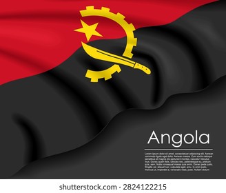 Angolan waving flag template for national day or travel concept. Vector illustration.