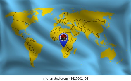 Angola's location mark on the world map, Angola flag, vector illustration