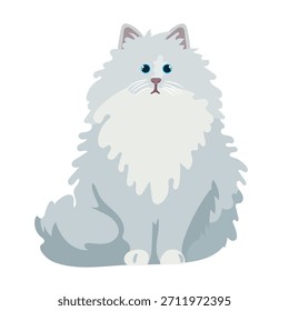 Gato de angora. Ilustración de Clipart de Vector plano con fondo aislado.