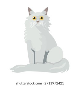 Angora cat. Flat vector clipart illustration with isolated background.