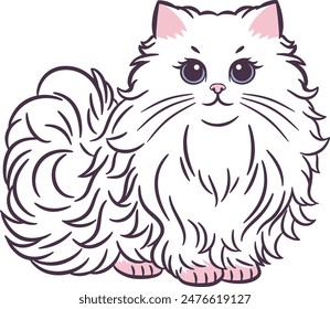 Angora domestic cat cartoon illustrations 