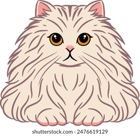 Angora domestic cat cartoon illustrations 