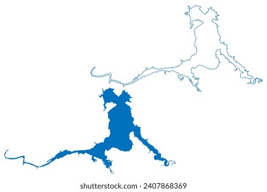 Angostura Dam Lake (United Mexican States, Mexico) map vector illustration, scribble sketch Reservoir,	Presa Belisario Domínguez map