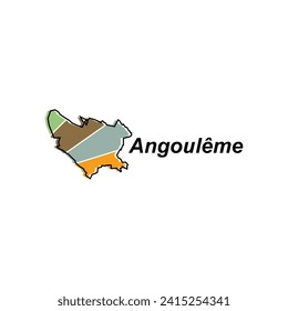 Angoulerne City map. vector map of France Country colorful design, illustration design template on white background