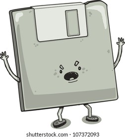 Angry 3.5 Floppy Disk Cartoon