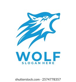 Angry Abstract Wolf Head logo vector design template