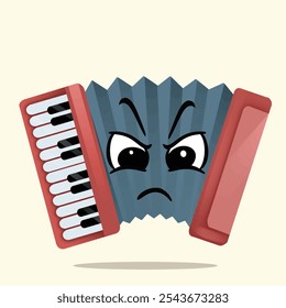 ilustração de mascote acordeão irritado. divertido e conceito lúdico. hobby, interesse, estilo de vida, música, cantor, som e temas de música