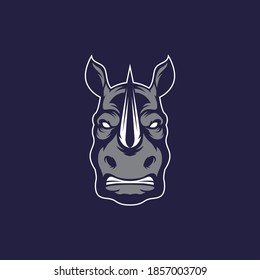 angry african rhino sports mascot with aggressive expression vector icon