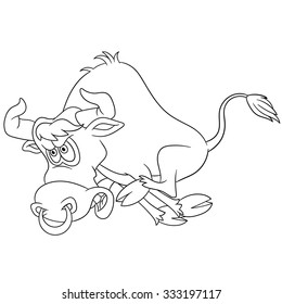 angry aggressive and dangerous bull is attacking