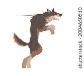 Angry Aggressive Dog Barking and Baring its Teeth Vector Illustration