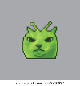 Angry alien cat, pixel art meme