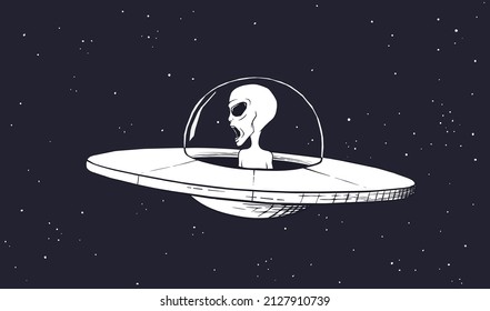 Angry Alien Flying In UFO