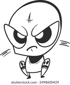 angry alien line art vector design