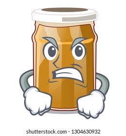 Angry almond butter cartoon in a bowl