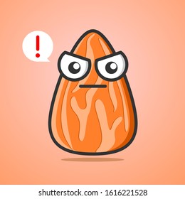Angry almond. A cute and funny almond cartoon character with angry face