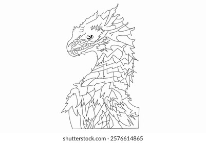 angry animal art dragon drawing fangs, fantastic, fear fiction fictional vector illustration