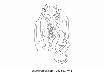 angry animal art dragon drawing fangs, fantastic, fear fiction fictional vector illustration