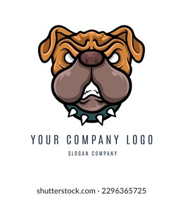 angry animal buldog minimalist logo