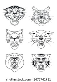 Angry Animal Muzzles Traditional Tattoo Style Designs, Logos, Emblems