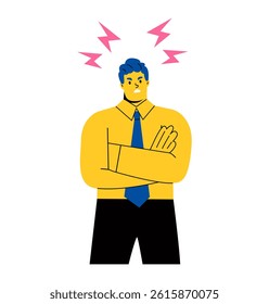 Angry annoyed business man. Flat vector illustration isolated on white background

