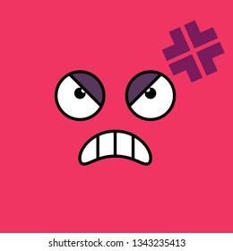 Angry, annoyed emoji vector illustration