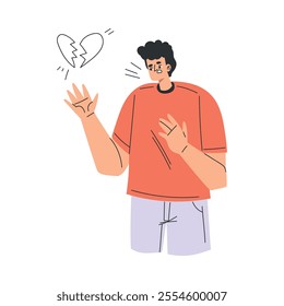 Angry Annoyed Man Character Have Conflict and Argument with Someone Vector Illustration