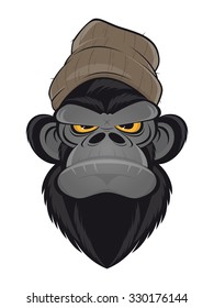 angry ape with hat