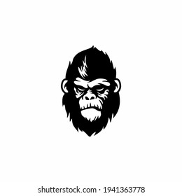 Angry ape logo in monochrome style. Vector vintage illustration