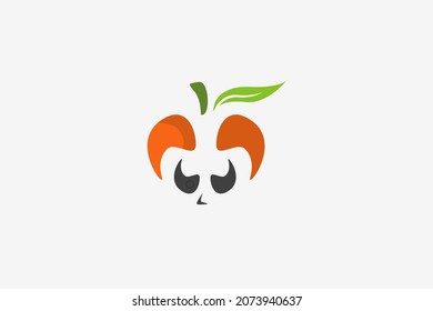 Angry apple face divertido logo