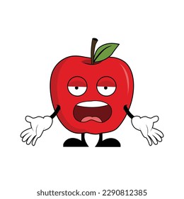 Angry Apple Fruit Cartoon Character. Suitable for poster, banner, web, icon, mascot, background