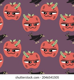 angry apple playing with the happy bird