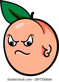 Angry apricot, illustration, vector on a white background.