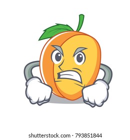 Angry apricot mascot cartoon style