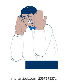 Angry arab businessman handling burnout 2D doodle character. Stressed middle eastern man employee with overweight cartoon person vector drawing isolated on white. Hand drawn illustration colorful