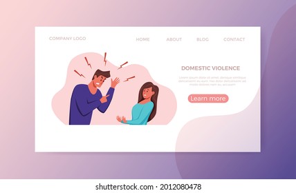 Angry, arguing couple of people shouting vector illustration. Husband and wife shouting blaming each other of problem. Domestic violence concept unhappy young family fighting concept.