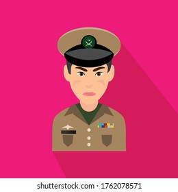 Angry Army Officer Character Design Flat Icon Vector