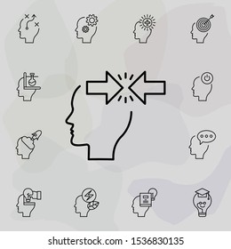 Angry, arrows, head icon. Universal set of creative thinking for website design and development, app development