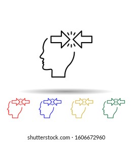 Angry, arrows, head multi color style icon. Simple thin line, outline vector of creative thinking icons for ui and ux, website or mobile application