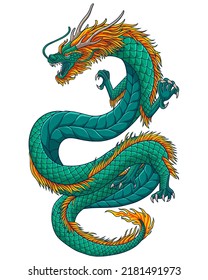 Angry Asian dragon design vector Illustration