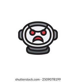 Angry astronaut emoticon flat icon vector design illustration. 