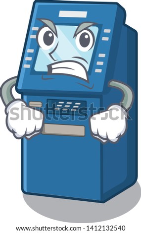 Angry atm machine next to character table