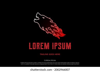 Angry Attack Wolf Head Fire Tribal Tattoo Logo Design Vector