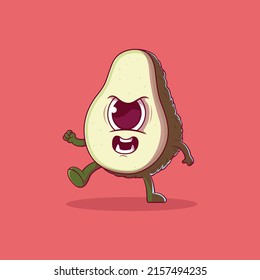 Angry Avocado character vector illustration. Food, health, funny design concept.