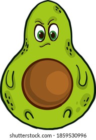 Vocado enojado, ilustración, vector sobre fondo blanco.