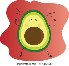 angry avocado, set of avocados and expressions, vector, illustration, character