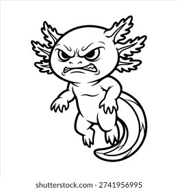 Angry Axolotl Mascot Character Vector Illustration.