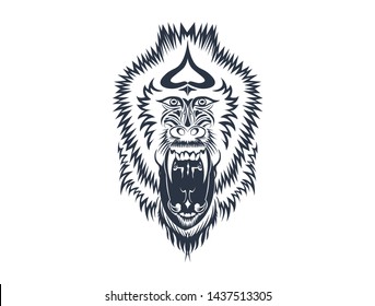 Angry baboons line art vector 