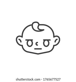 Angry baby face line icon. linear style sign for mobile concept and web design. Grumpy child face outline vector icon. Symbol, logo illustration. Vector graphics