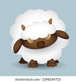 Angry baby sheep isolated vector illustration.